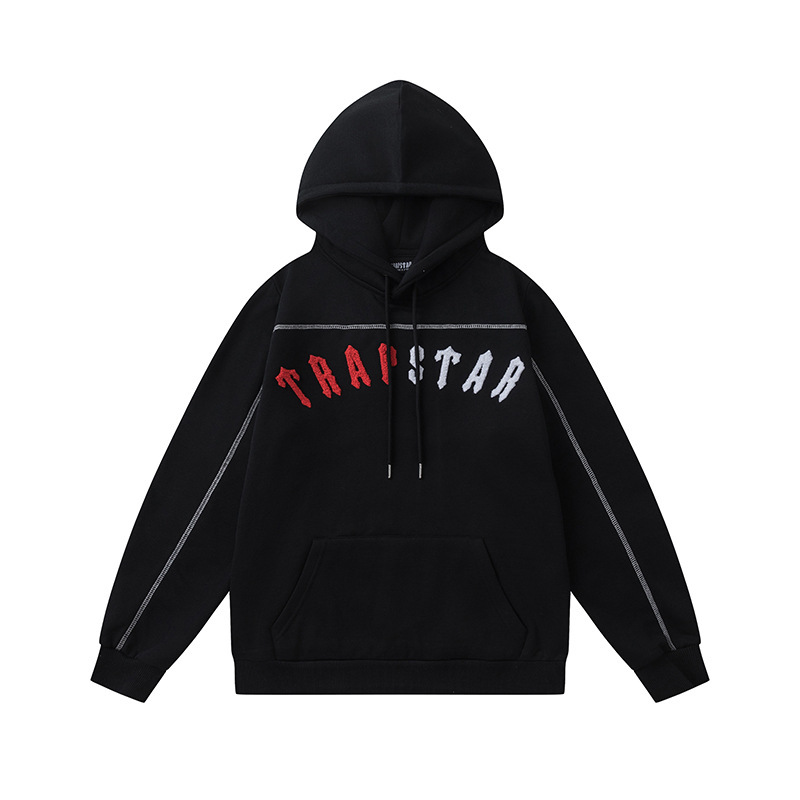 Trapstarタオル刺繍とベルベットの帽子付きガードルのジッパー付きズボンのカジュアルセット|undefined