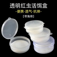 红虫盒子带海绵不易闷透明圆形蚯蚓多用途红虫盒垂钓白饵盒批发