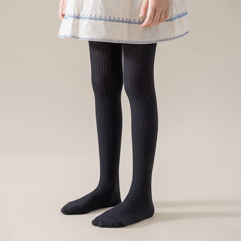 Pantimedias para niños Otoño e Invierno Nuevas polainas para niñas Estilo coreano doble aguja rayas verticales adelgazamiento versátil pantimedias calcetines de algodón