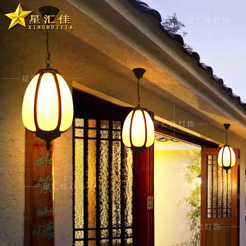Corridor Chandelier Outdoor Courtyard Eaves New Chinese Style Retro Outdoor Waterproof Gate Balcony Pavilion Sun Room Pavilion