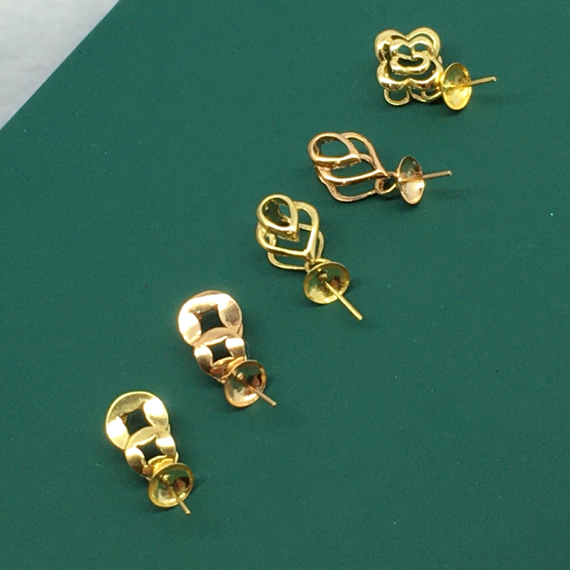 简约G18K金吊坠扣头18K金配件铜钱粘扣项链黄金瓜子扣针式水滴吊|ru