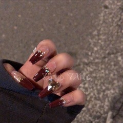 【Elegance】Red French Heart New Year Beauty Nail Art,Wedding Nail Sticker,Removable Nail Art Decal