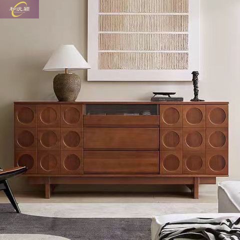Internet Celebrity Solid Wood Retro Sideboard Double Door Living Room Storage Cabinet Home Cabinet Storage Cabinet Kitchen Side Cabinet