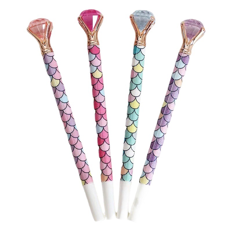 Pluma creativa del agua de la impresión del diamante al por mayor transfronteriza en la acción pluma grande linda del gel del negro 0,5mm del fishtail del diamante