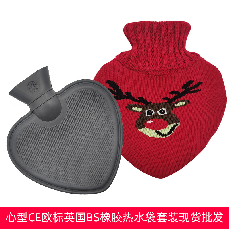 En stock lindo en forma de corazón mano más caliente bolsa de agua portátil creativo llenado de inyección de agua bolsa de agua caliente moda portátil bolso caliente al por mayor