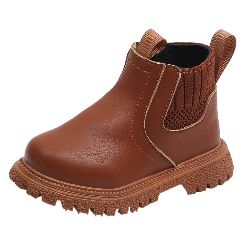 Autumn and Winter New Children's British Style Simple Single Boots Boys Martin Boots Girls' Side Zipper Fashionable Short Boots Trendy Boots