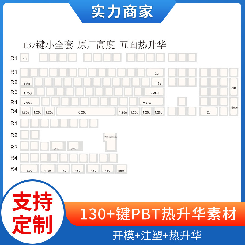オリジナル高さ1.5mm、厚さ1.8mmのミニマリストホワイト遮光ブランク素材キャップ、137キーのメカニカルキーボードキャップ|undefined