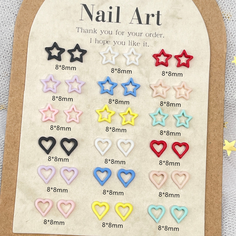 Dopamine Hollow Love Nail Art Small Jewelry Flat Bottom Luminous Five-pointed Star Resin Accessories DIY Wear Armor Accessories