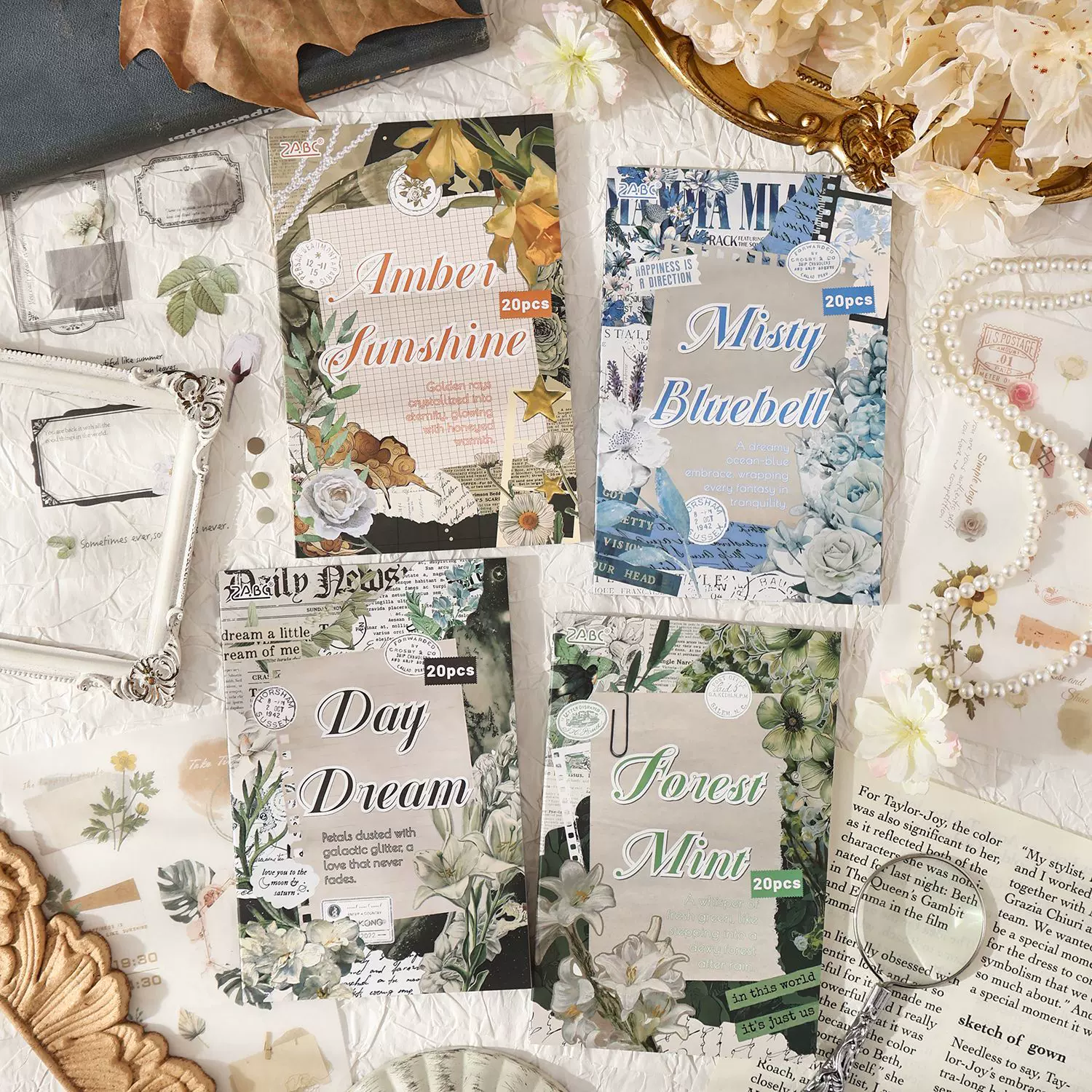 悦真花间游诗切膜贴纸手账贴纸本 跨境贴纸儿童贴纸pet手帐贴纸书