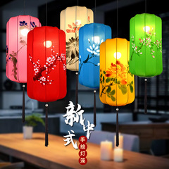 屋外用新中式布製手描き提灯、古風茶屋景観装飾、クリエイティブな冬瓜布製赤提灯吊り飾り