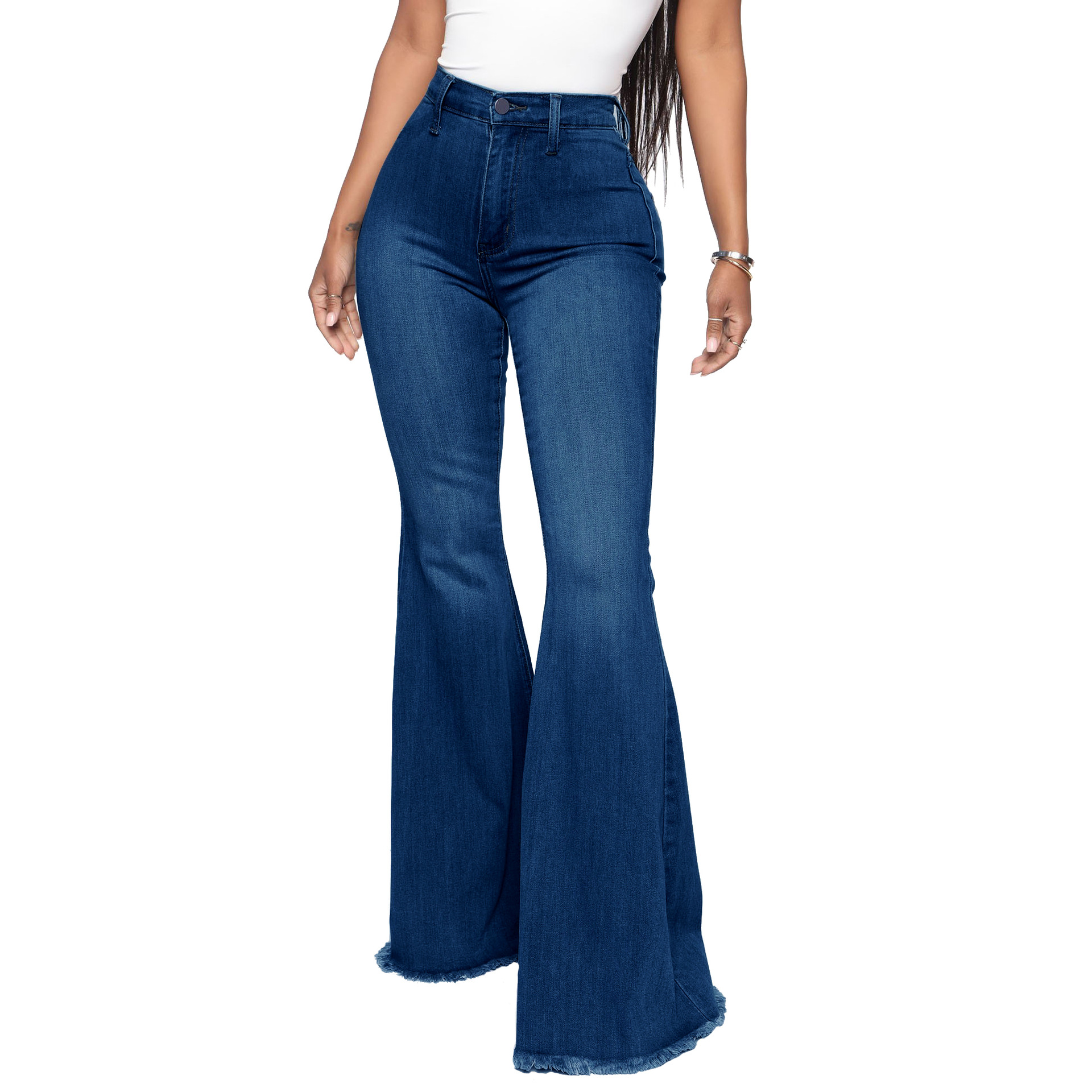 Women's Daily Simple Style Solid Color Full Length Washed Flared Pants Jeans display picture 13