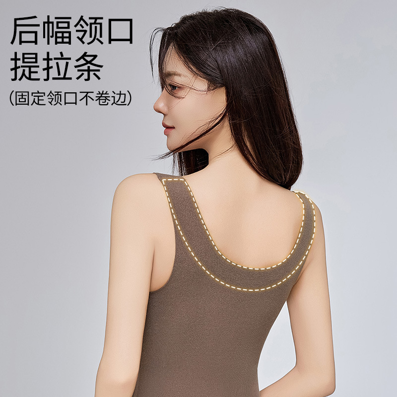 秋冬防寒保暖背心女带胸垫一体内衣蚕丝贴片护肚无痕修身内搭打底|undefined
