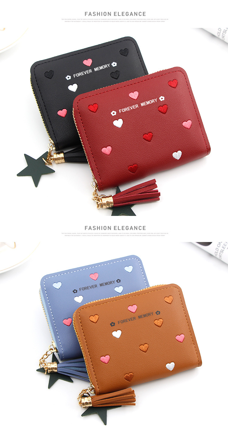 Women's Heart Shape Pu Leather Ornament Zipper Coin Purses display picture 8