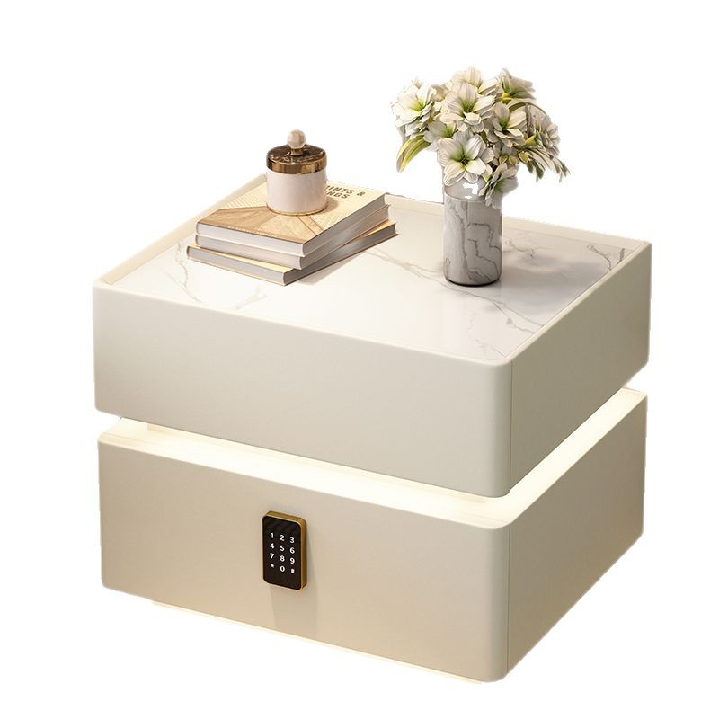 Mesita de noche inteligente suspendida simple y moderna, estilo de lujo ligero, dormitorio de alta gama con cerradura, sin instalación