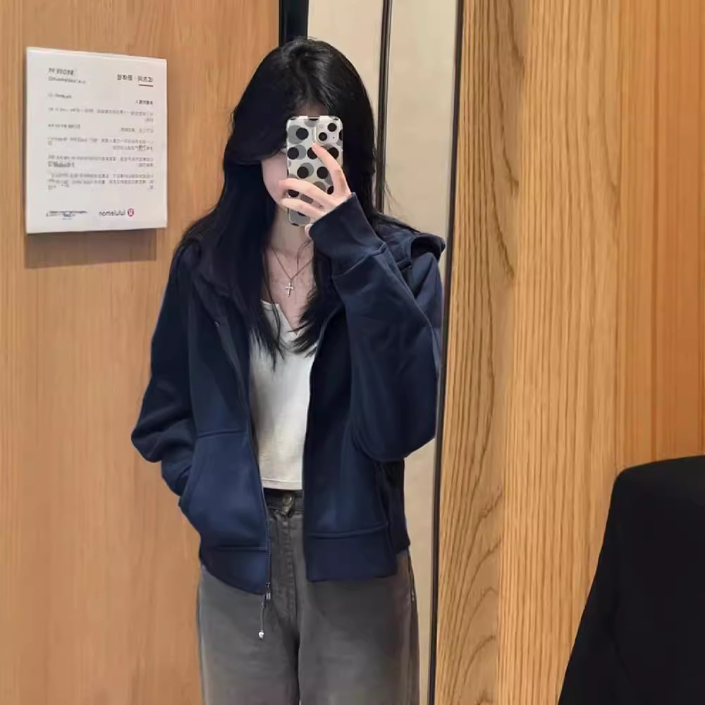小个子短款卫衣春季外套女2025年新款春秋即墨连帽拉链开衫上衣