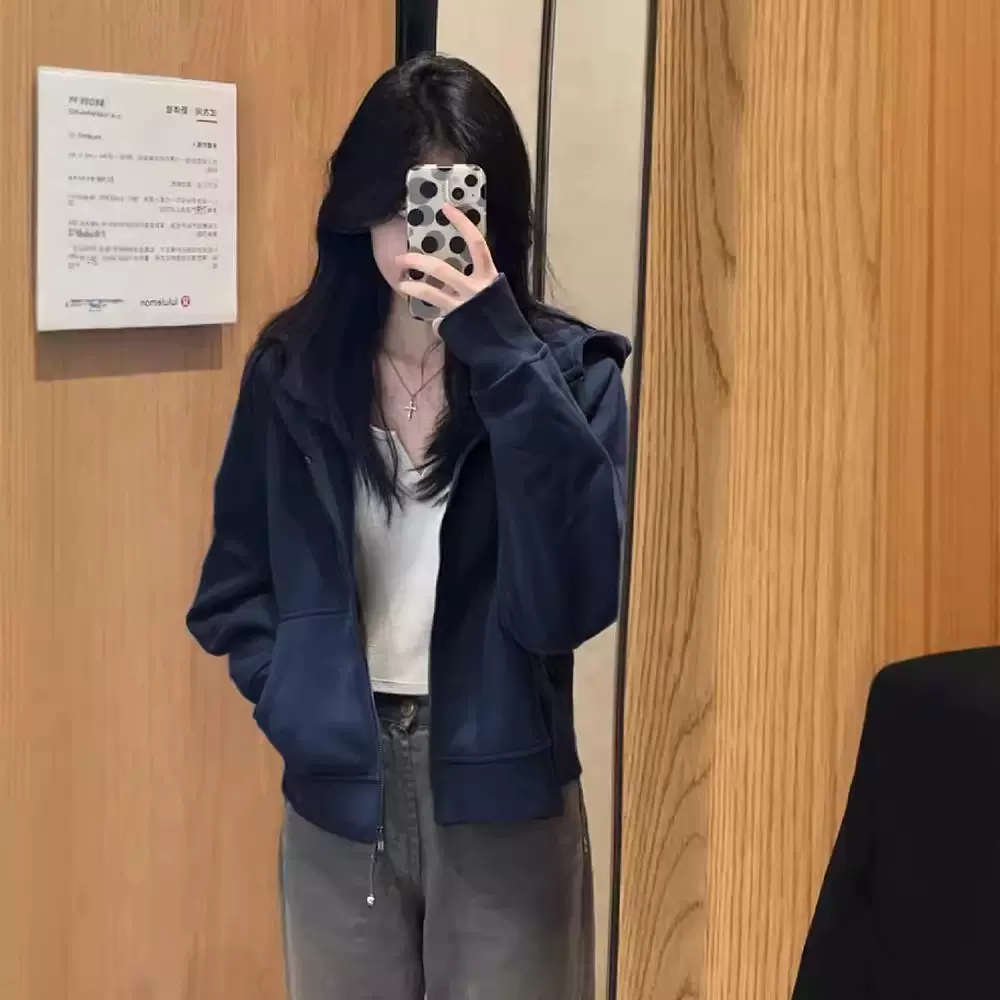 小个子短款卫衣春季外套女2025年新款春秋即墨连帽拉链开衫上衣