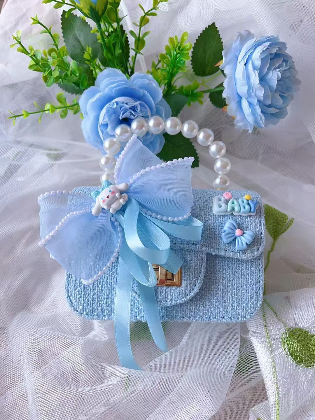 Melody bow bolso de princesa bolso de perla bolso de Año Nuevo bolso de cambio accesorios cadena de hombro