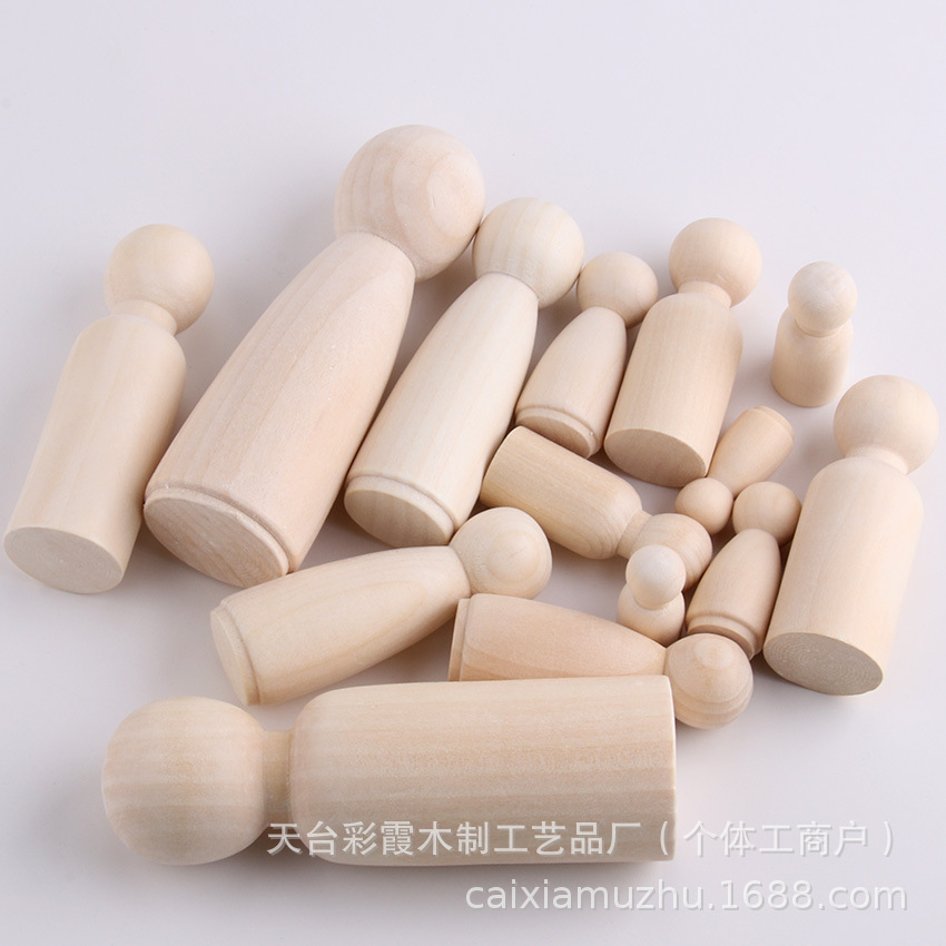 儿童diy涂鸦木头人男孩女孩木偶木人木质工艺品定制手工diy益智