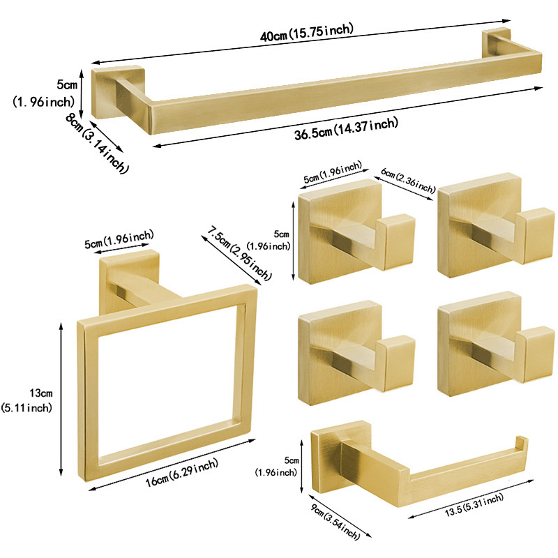 クロスボーダーステンレス鋼バスルームタオルラックバスタオルラックタオルバーバスルーム5点セットペンダントバスルーム角管セット