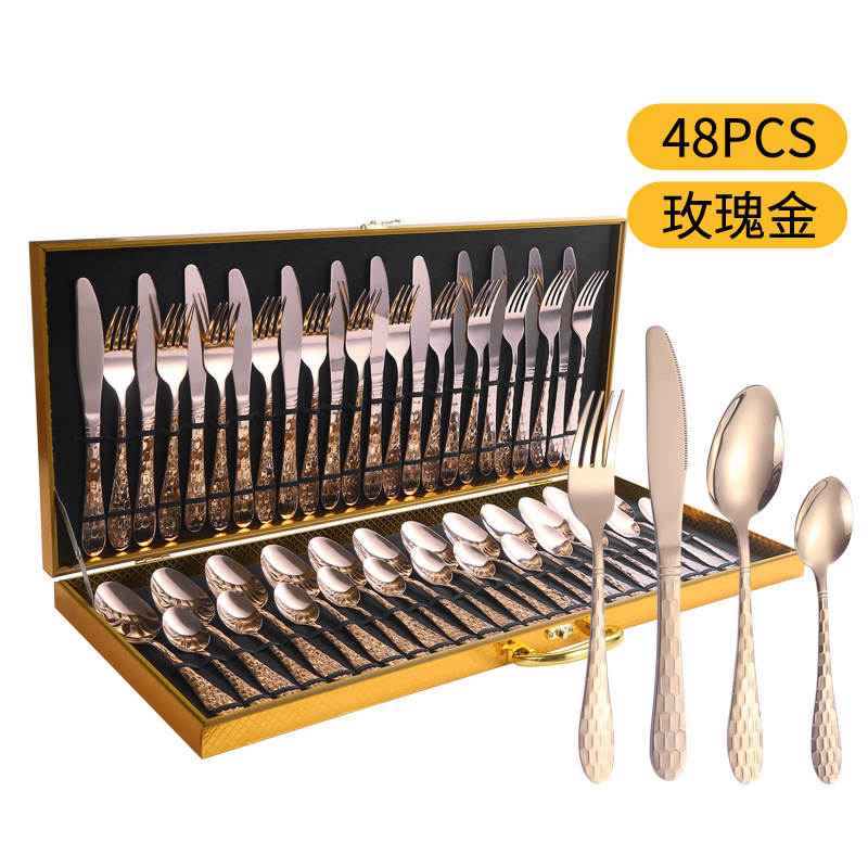 Fuente transfronteriza de cubiertos de acero inoxidable cuchillo y tenedor cuchara set cubiertos de agua set 24 / 36 / 48 piezas set caja de regalo set