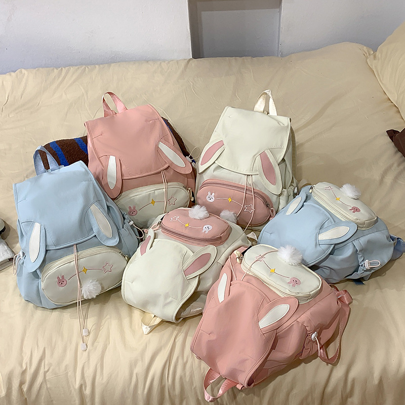 Mochila japonesa suave, caricatura, conejo lindo, mochila de gran capacidad, dulces estudiantes universitarios, mochila escolar.