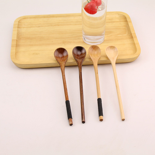 Creative long-handled coffee spoon, Japanese wooden spoon, stirring spoon, dessert honey spoon, dining utensil, soup spoon, handmade spoon, wholesale