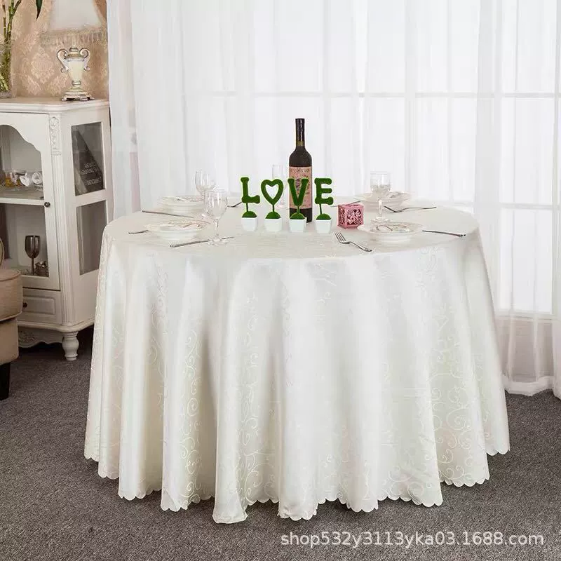 Large round table restaurant tablecloth hotel hotel banquet family can use round wedding European tablecloth table covers cross-border