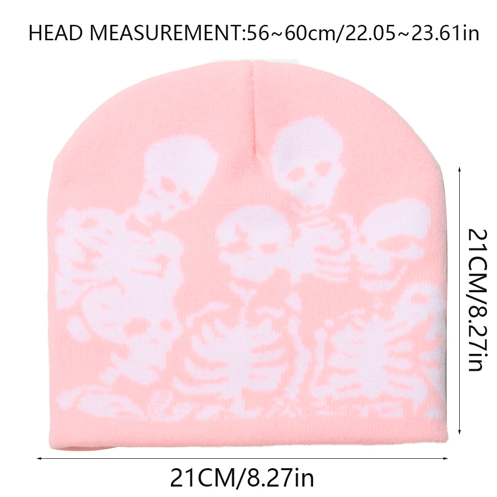 73g Weight Men's Exaggerated Punk Streetwear Skull Skull Eaveless Wool Cap