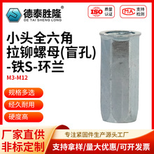 盲孔小头全六角拉铆螺母铁镀环兰M4-M12汽车铆接紧固连接工具配件