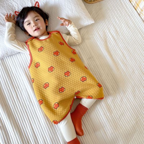 Baby sleeveless sleeping bag infant and toddler backless anti-kick blanket spring summer autumn one-piece vest with added thickness belly protection warm