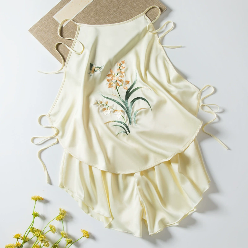 Двухслойное женское нижнее белье с поясом для взрослых в китайском стиле, шелковая майка с вышивкой Сучжоу, ретро-мультфильм.