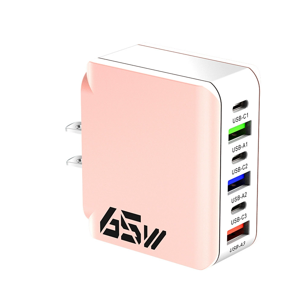 Кросс-бордер 3PD+3USB сетевое зарядное устройство многоразъемное европейский, американский и британский стандарт зарядной головки печатанный адаптер 65W