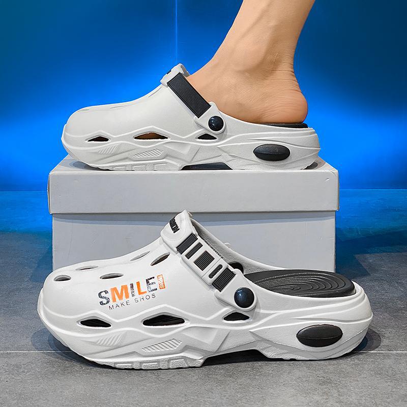 Zapatos con agujeros de verano para hombre, ropa exterior, red transpirable, zapatillas Baotou, deportes, pisando mierda, conduciendo sandalias de playa de doble uso