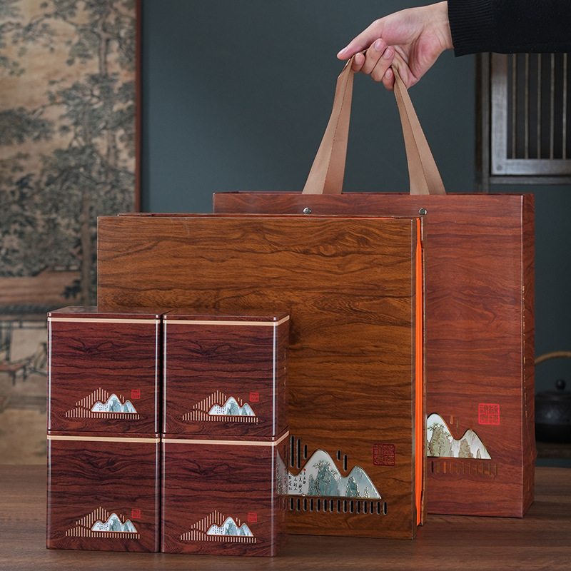 High-end Tieguanyin tea gift box packaging, Huangshan Mao Peak, Jinjunshe, Yan Cha, Rougui black tea, packaging empty gift box