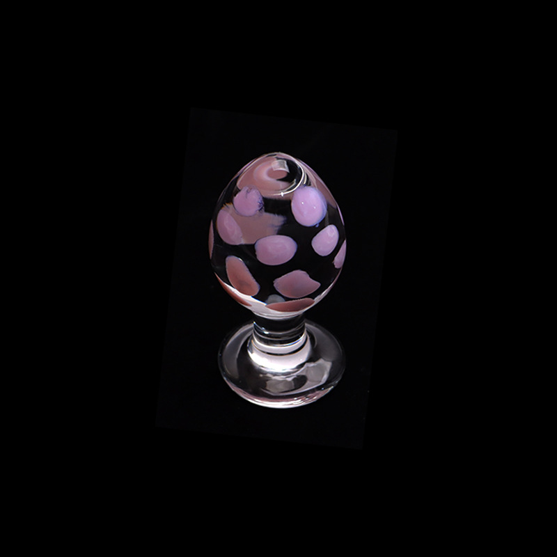 Transparent Glass Anal Plug with Floral Design for Anal Massage and Couple Play — detail image 7