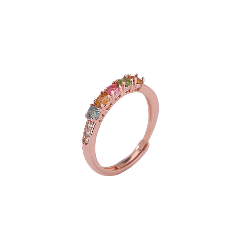 Vòng tay bạc S925 đính hạt tourmaline màu sắc, thiết kế hạt nai bạc phong thủy — Một mảnh (tourmaline màu ngẫu nhiên)