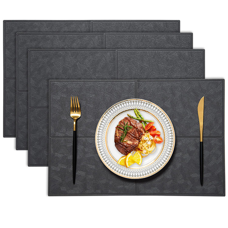 Cojín de comedor de cuero occidental, borde de presión cruzada de PVC de lujo ligero antideslizante, impermeable, a prueba de aceite, aislamiento térmico, cojín de mesa doméstico, cojín de tazas y platos