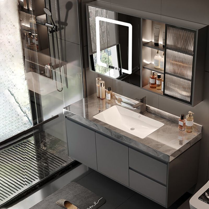 Slate Seamless Bathroom Cabinet Ceramic Wash Basin Bathroom Sink Integrated Wall-Mounted Bathroom Washbasin Cabinet Combination