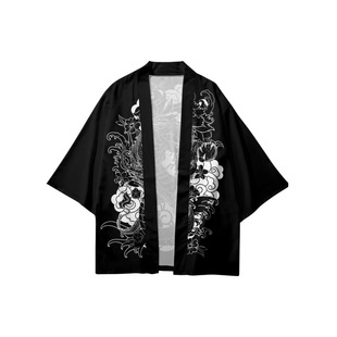 Ethnic Style Street Travel Personality Thin Improved Chinese Dragon Kimono Cardigan for Men and Women Couple Japanese Fashion