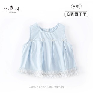 New Style Baby Girl's Vest 25 Summer Korean Style Infant Butterfly Skirt Sleeveless Comfortable Shirt Top