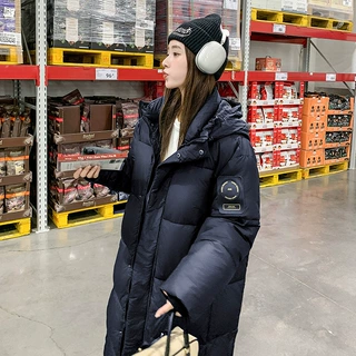 黑金长款羽绒棉服女2026年新款韩版冬季加厚过膝宽松保暖爆款外套