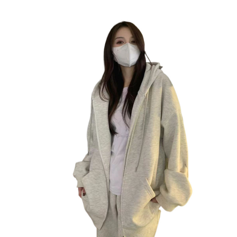 100 폴리에스테르 320G 모조 면 중국면 2024 새로운 봄과 가을 단색 카디건 간단한 스타일 스웨터