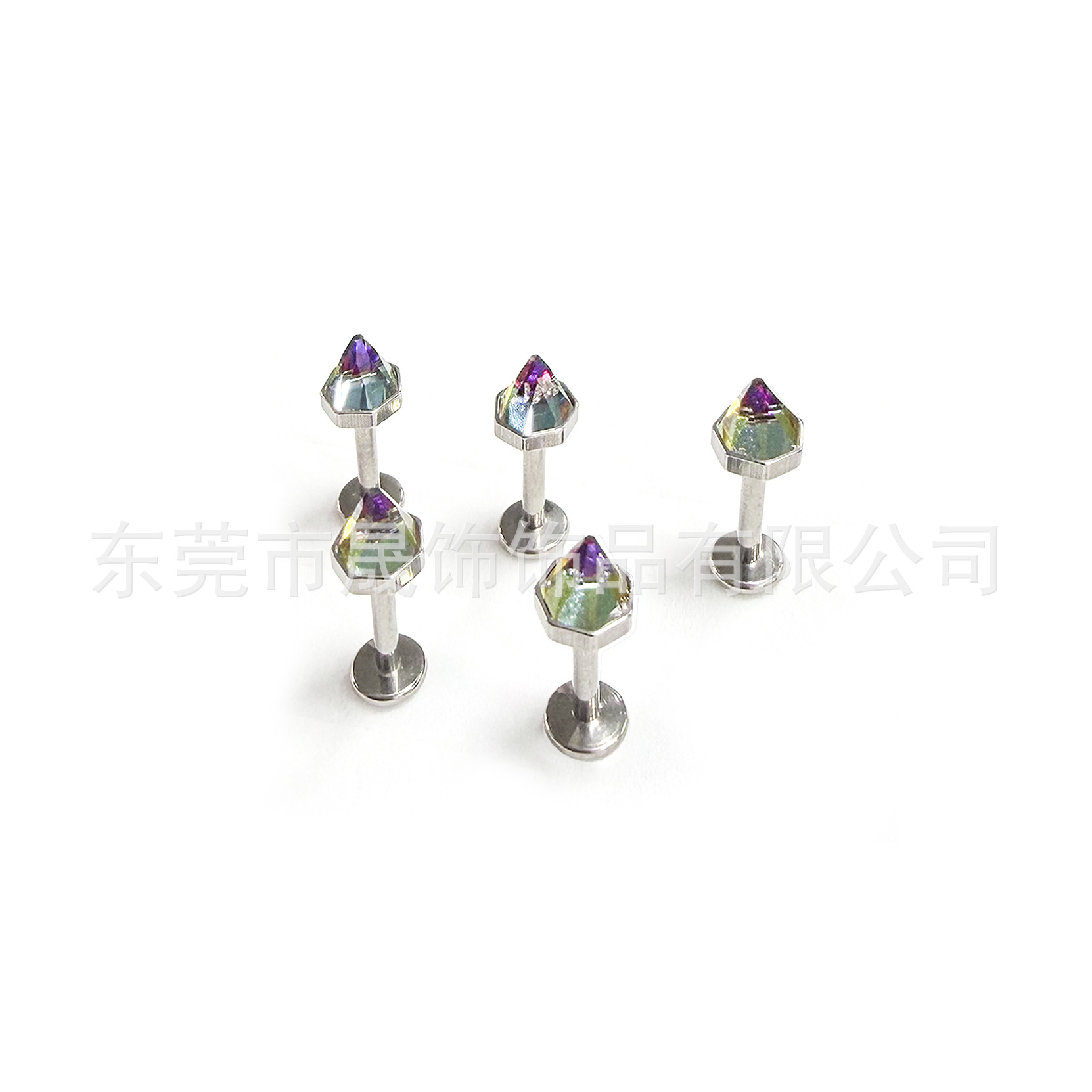 F136 Titanium 华子尖锥 Ear Stud 施华洛 Tragus 钉恶魔钉 G23 Implant Grade Titanium Labret Stud Piercing Jewelry
