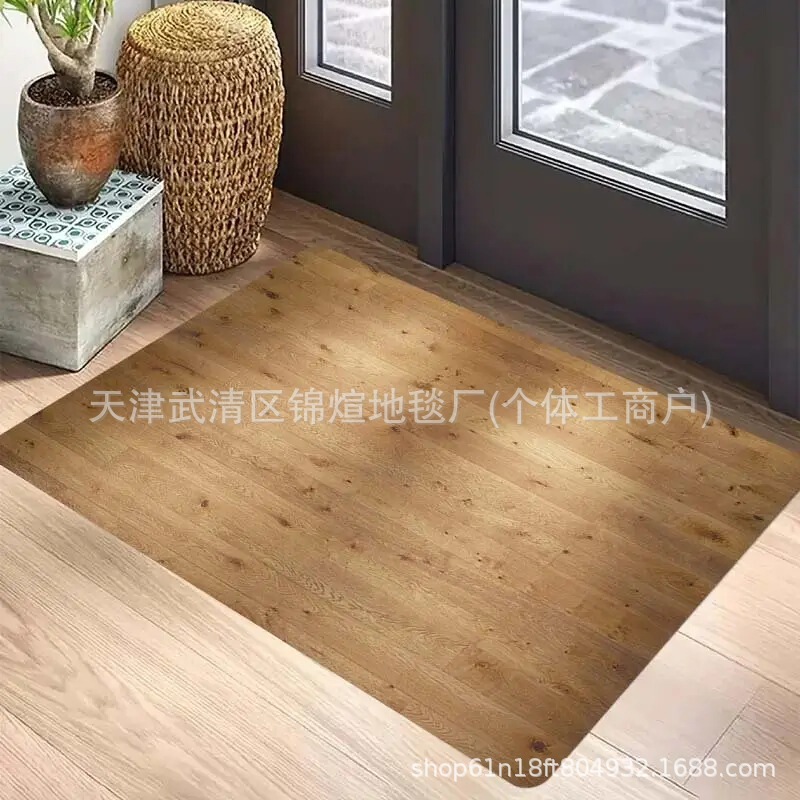 Temu亚马逊仿真木纹地垫浴室硅藻泥吸水防滑脚垫入户易打理蹭脚垫|undefined