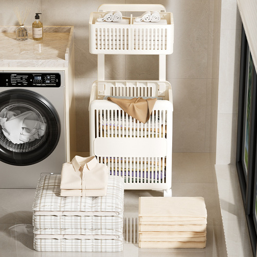 Foldable Laundry Basket for Home Use, Floor-Standing Clothing Organizer, Portable Multi-Tiered Dirty Clothes Bin for Bathroom and Laundry Room