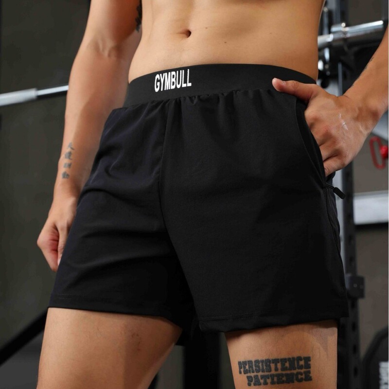 Summer New Zipper Pocket Single Layer Fitness Quick-drying Shorts Men's Ice Silk Quick-drying Stretch Three-point Shorts