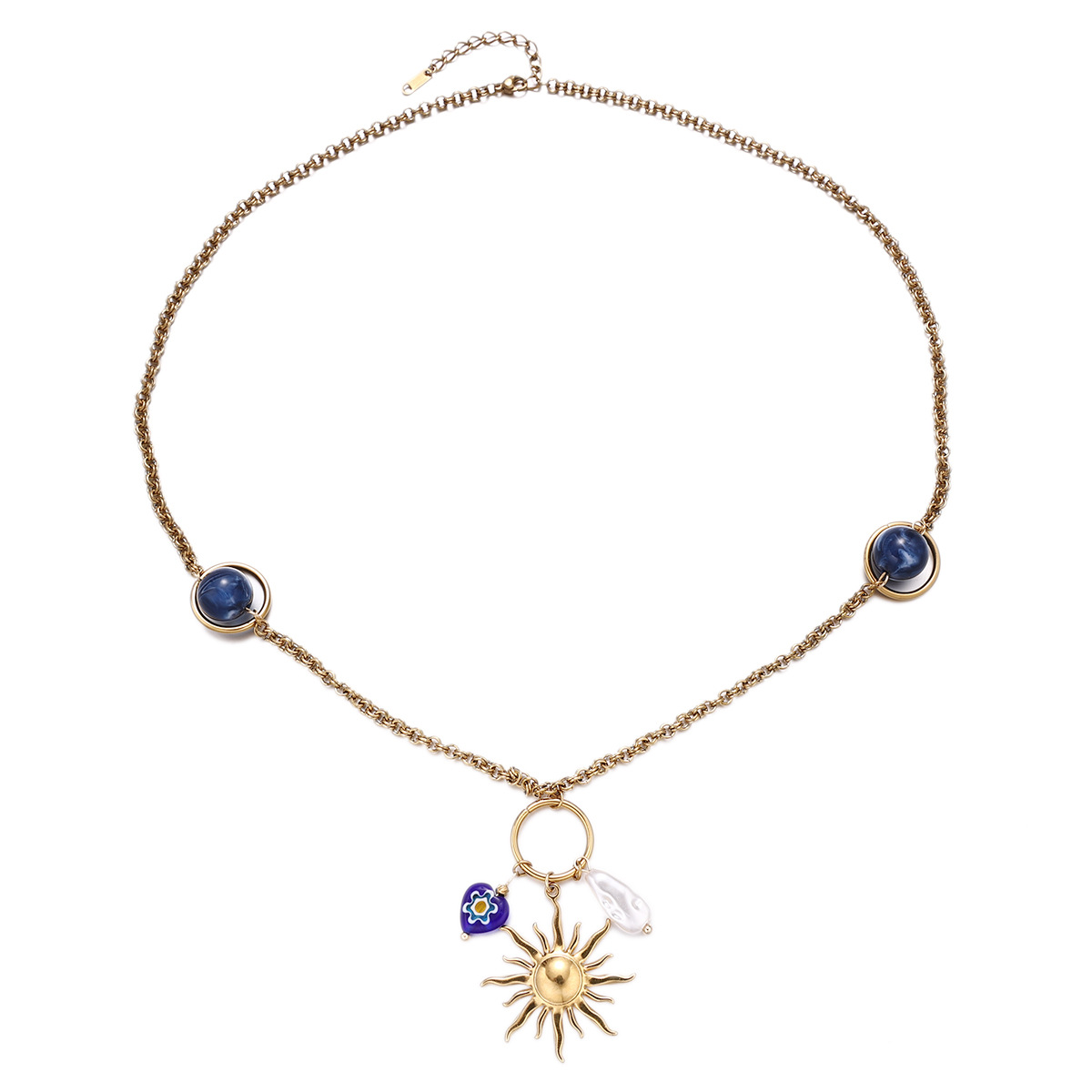 Collar de acero inoxidable de lujo ligero y nicho de Tai Na Sol collar de perlas de perlas de orejas conjunto de joyería cadena clavícula