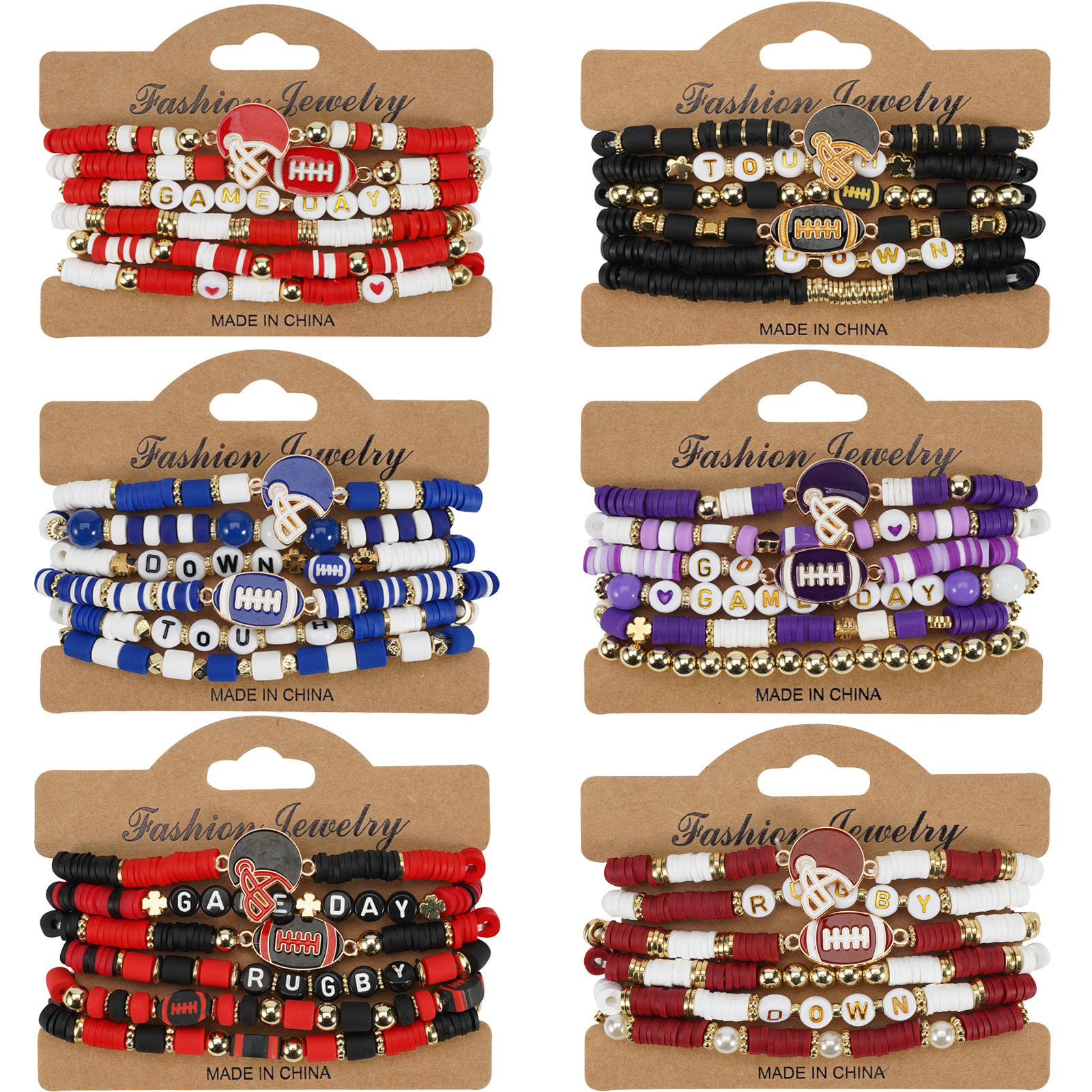 Rugbi Temalı Beaded Elastik Bilərzik - Oyun Günü Hədiyyəsi
