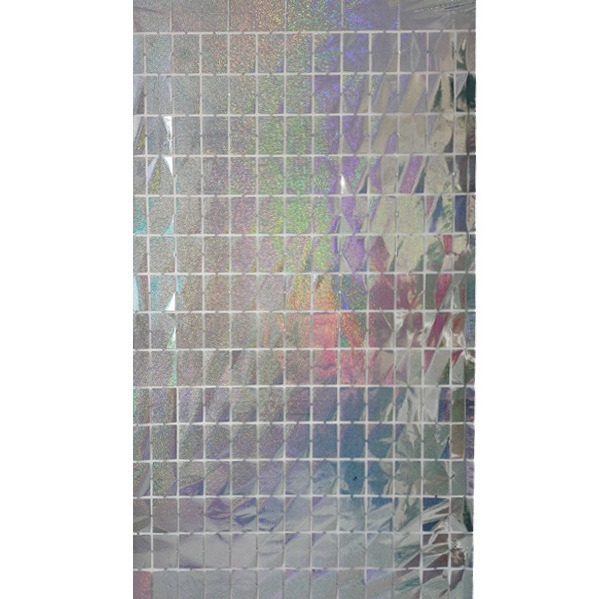 Cortina de seda de lluvia cuadrada láser, fábrica mayorista de decoración de pared de fondo de fiesta, diseño de fondo de fiesta, colorido