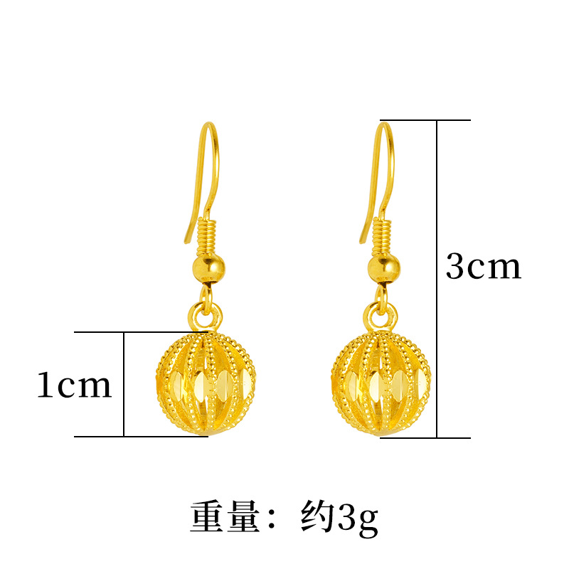 Bola hueca gancho de oreja de moda para mujer pendientes de todo fósforo pendientes de bola redonda luz nicho de lujo de alto grado hueco al por mayor Vietnam arena oro